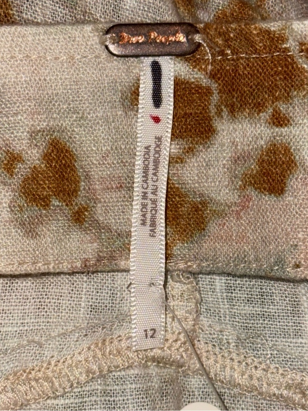 Free People Size 12 Neutral Combo Tie-Dye Wrap Mini Skirt - Picture 5 of 6